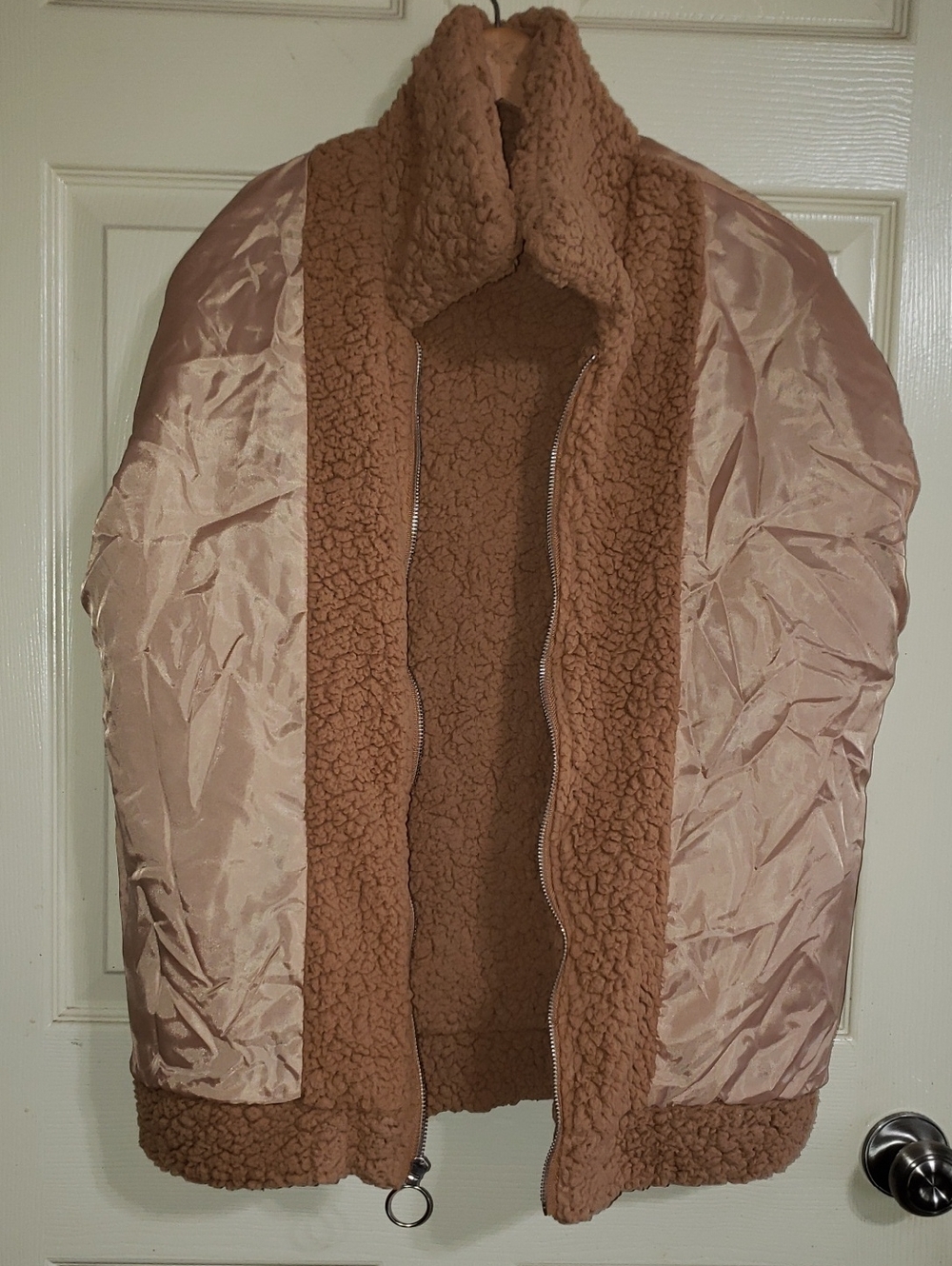 💘🖤💘 2PC Me Jane Black/Gray & Tan Zip Fleece Faux Shearling/Fur Teddy Jacket - Picture 14 of 16